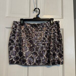 EXPRESS - Sequin Animal Print Mini Skirt